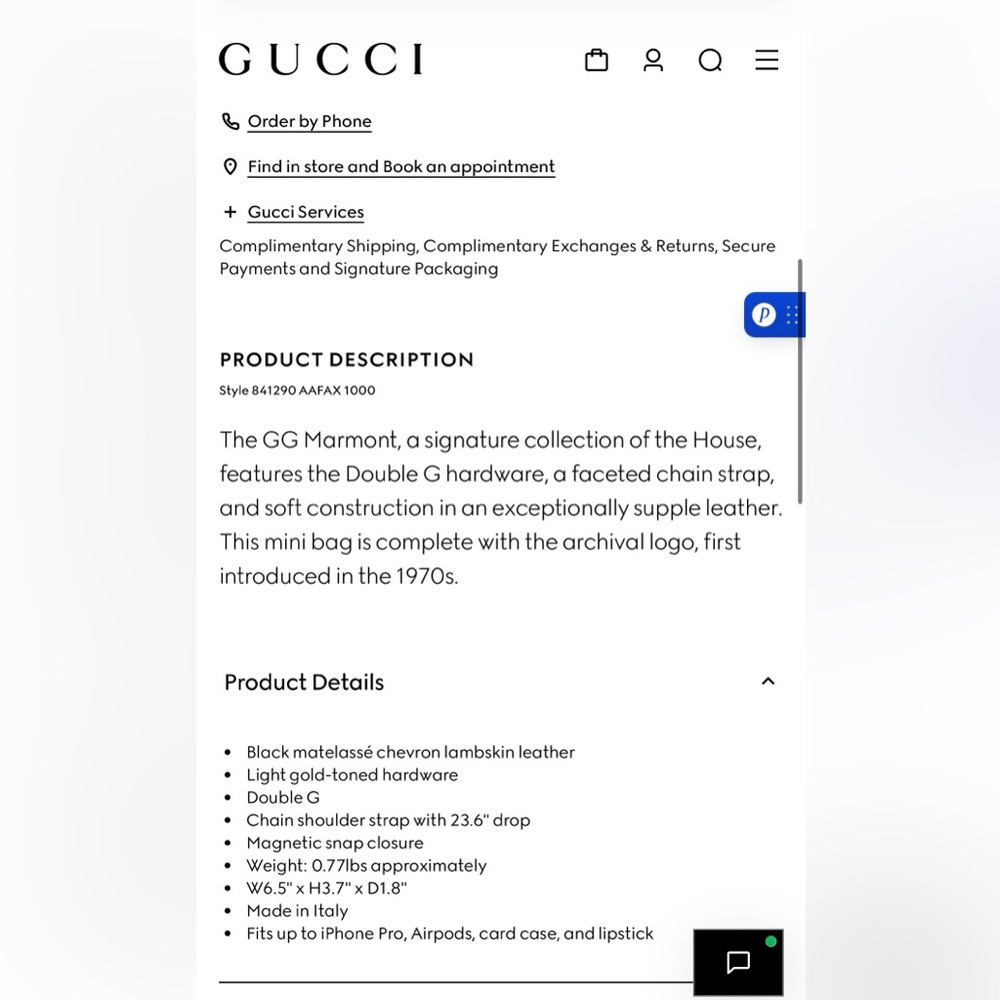 Gucci Black Quilted GG Marmont Mini Shoulder Bag - Picture 4 of 4